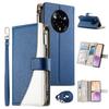 For Realme 14 Pro+ 5G Case Zipper Wallet Color Splicing Leather Flip Phone Cover with Straps