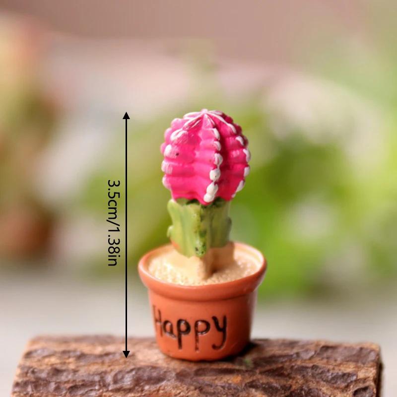 Simulierter Kaktus, kleine Topfpflanze, Mikro-Landschaft, für den Schreibtisch, dekoratives Kunstharz, Basteln, Gartendekoration, Cartoon-Kaktus, Mini-Bonsai