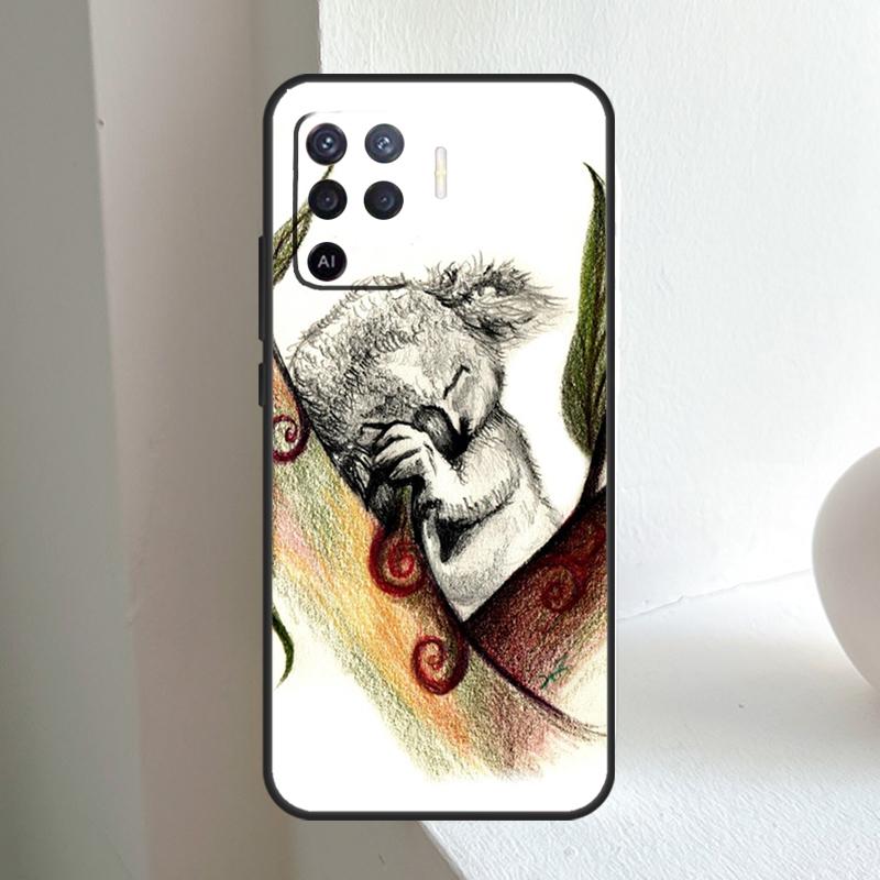 Cartoon Painting Animal Koala Phone Case For Oppo A80 A78 A98 A40 A60 A18 A38 A58 A15 A17 A77 A74 A94 A54 A57S A16 A76 A96