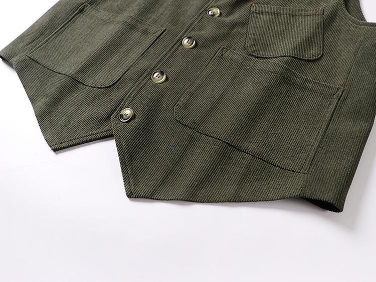 Retro Britische Übergröße Mehrere Taschen Kord Cord Corduroy Fischgrät Casual Schmal Geschnitten Hochzeits Herrenweste