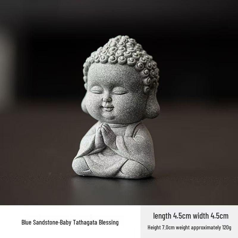 

Tathagata Green Sandstone Buddha Statue: Small Ornament for Bonsai and Rockery Decorations
