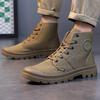 Men Boots Canvas Ankle Boots Retro Lace Up Rubber Boots Outdoor Hiking High Top Men Shoes High Quality Non Slip Work Boot