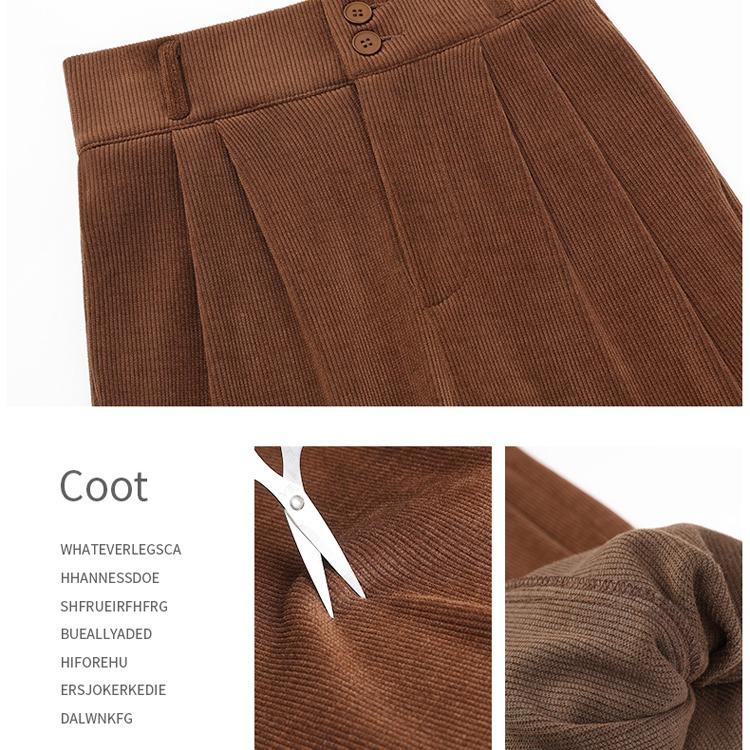 Autumn Women's Black Velvet Wide Leg Trousers for Outwear