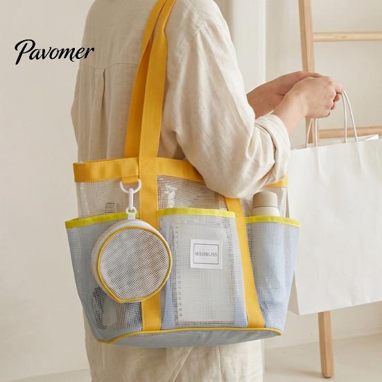 Large Beach Bag Mesh Tote Bag, Family for Toys Women Pouch & Vacation Essentials, Quick Drying Sand-proof Waterproof Storage Travel