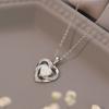 Boho Fashion Heart Shape Pendant Necklace Inlay Imitation White Opal Pendant Necklace for Women Girl Wedding Party  Gifts