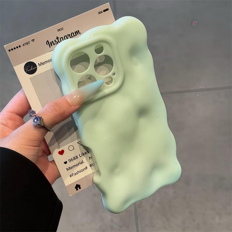 Luxury Soft Silicone Wave Fold Pattern Phone Case For iPhone 11 12 13 14 15 16 Pro Max Plus Candy Bumper Back Cases Cover