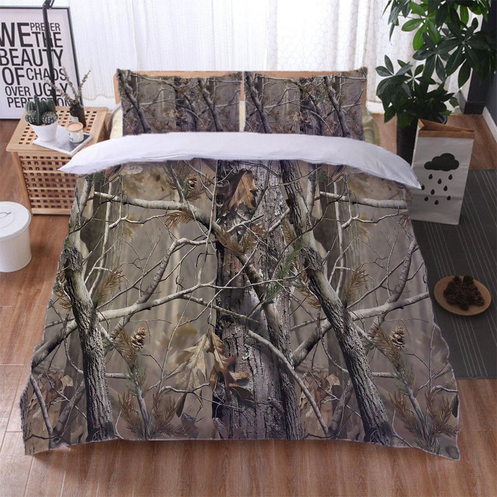 Double Sheets Set 3 Pieces 3D Plants Trees Full Queen Bed Set Duvet Cover Set King Size Bedding Set For Kids Boys Quilt Cove