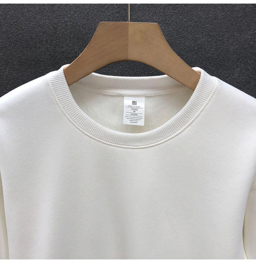 סווטשירט לגברים עם צווארון עגול ומרופד פליז - חולצה חמה, רב-תכליתית ושרוולים ארוכים לסתיו ולחורף