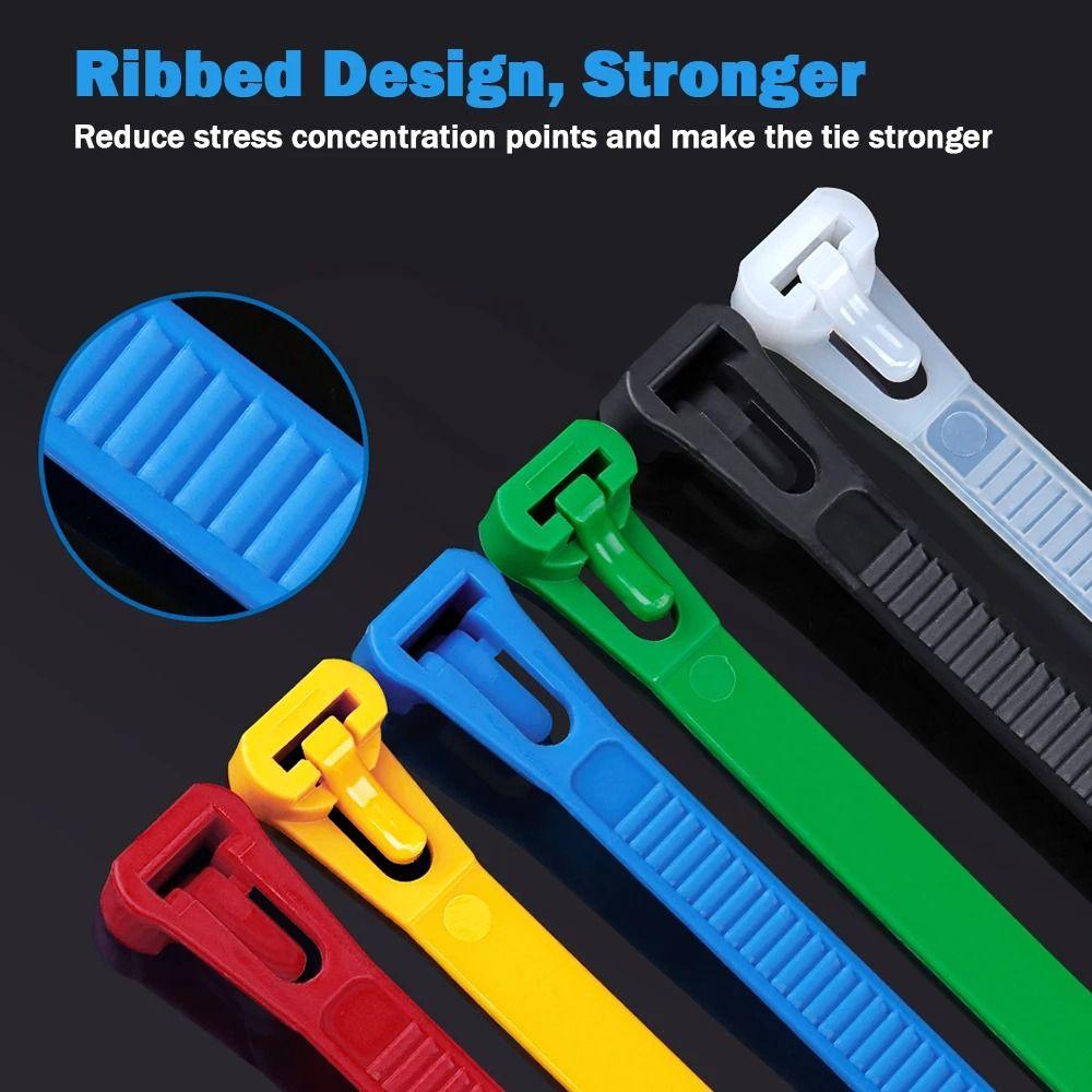 100pcs Reusable Bundle Belt Nylon Strapping Tape Household Goods Cable Ties  Office