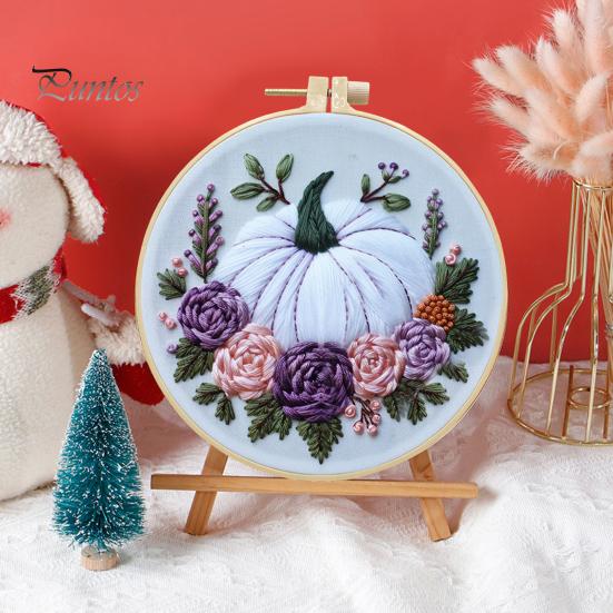 Halloween Embroidery Kit DIY Cross Stitch Kit with Embroidery Hoop Hand Embroidery Starter Handmade Gnome Crafts for Beginners Adults