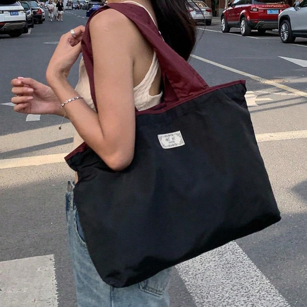 Supermarket Shopping Bag,Reusable Grocery Bags- Large Capacity Foldable Grocery Tote With Adjustable Shoulder Strap