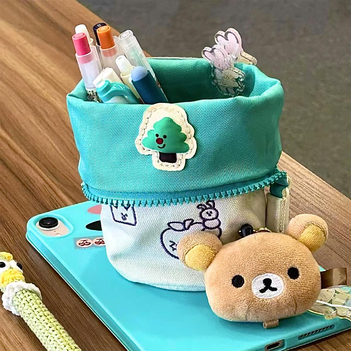 

2025 Cute Large Capacity Cream Pencil Bag Kawaii Student Pen Holder Office Stationery Back To School Korean Pencil Case