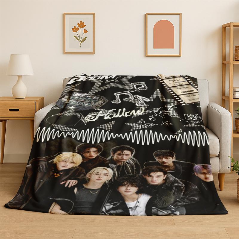 Kpop Stray Kids Muziek Ster Flanellen Deken Zacht Warme Plaid voor Slaapkamer Woonkamer Bed Reizen Kamperen Picknick Cadeau