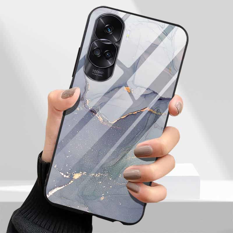 Tempered Glass Hard Cover For Honor 90 Lite 5G Case Lovely Marble Funda Coque For Honor 90 Pro Honor90 90Lite 90Pro Phone Shells