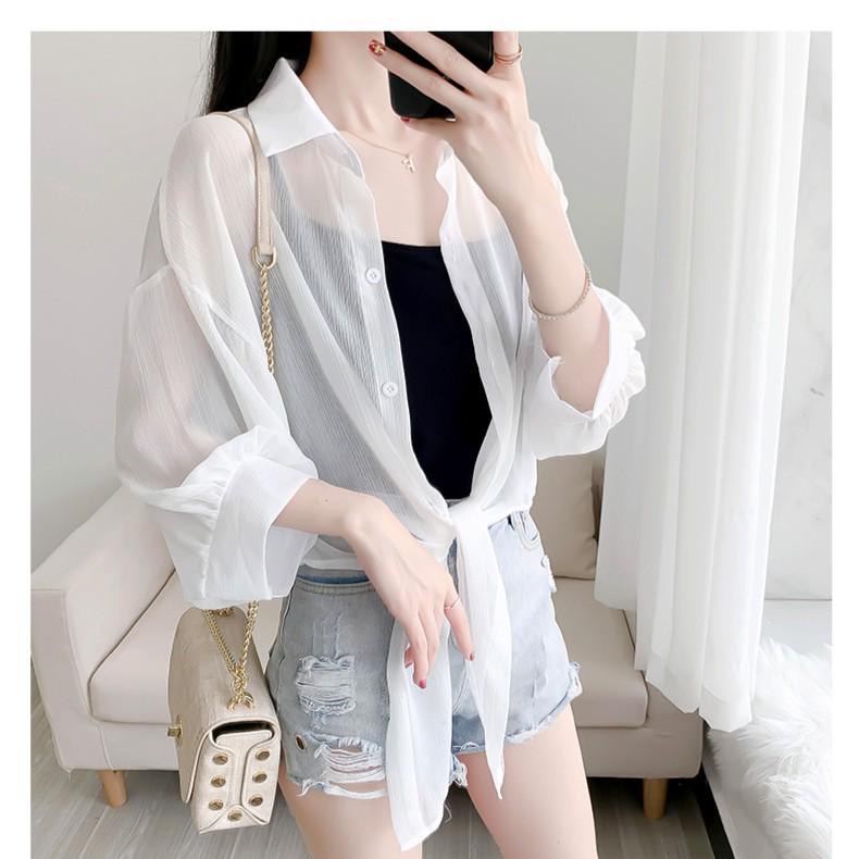 Women's Chiffon Airy Sunscreen Shawl – Sheer Summer Tie-Up Top