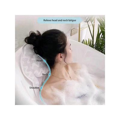 1 adet Vantuzlu Kaymaz Spa Banyo Yastığı, 4D Nefes Alabilen Örgü Kumaş Yumuşak Kalın Yastık, Boyun ve Sırt için Taşınabilir ve Yıkanabilir Küvet Aksesuarı,