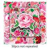 50 Peony Flower Graffiti Waterproof Stickers for DIY Phone Cases and Suitcases