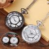 Quartz Movement Pocket Watch Hollow Pocket Watch Pendant Antique Design Clock Necklace  Best Gift