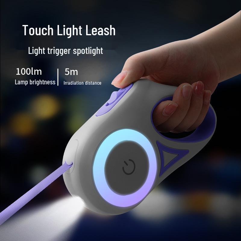 LED Retractable Dog Leash - Tangle-Free, Luminous Rope for Safe Walks.