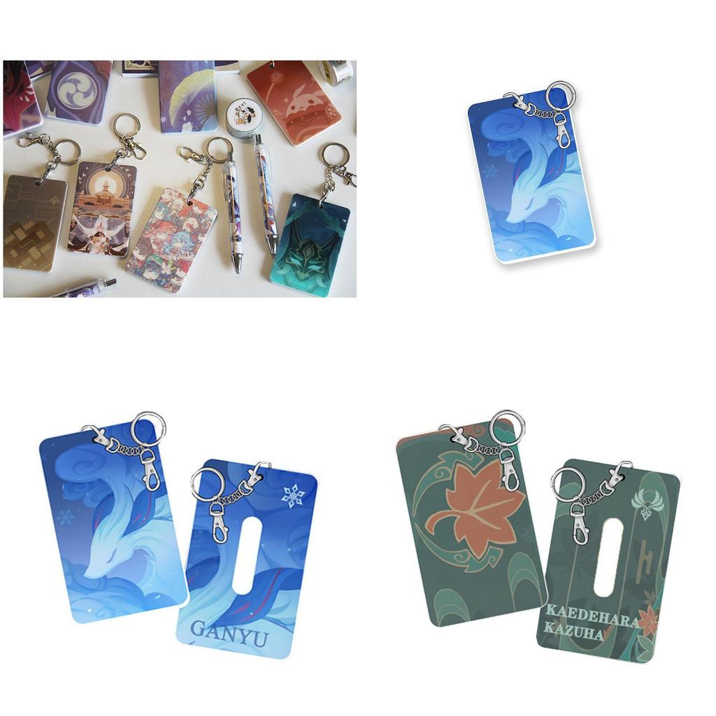 Genshin Impact Card Holder Keychain Pendant With Vibrant Klee Mona Hutao Xiao Ganyu Sayu Ning Design