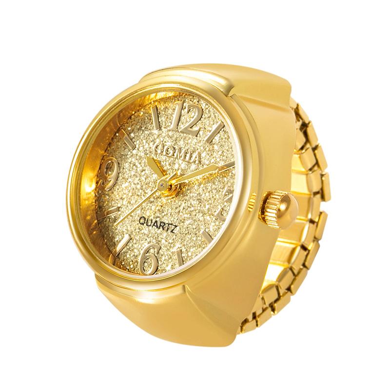Kreative Punk-Zifferblatt-Quarzuhrenringe für Damen, Herren, Paare, Mini-elastisches Armband, Legierungs-Uhr, Fingerring, Schmuck
