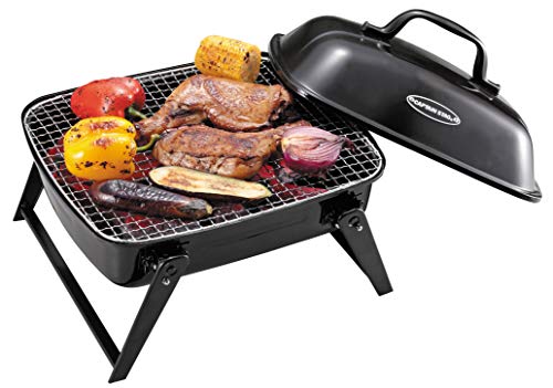 Captain Stag BBQ Stove, Grill, Oven, Fire Pit, BBQ Smoke Oven Grill, Mini, with Lid, Black, UG-61