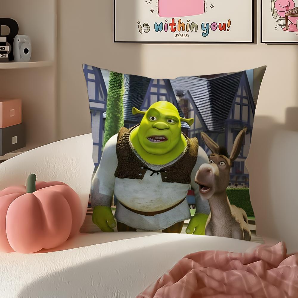 Hilarious Movie SShrek Cushion Cover Pillowcase Short Plush Invisible Zipper Room Sofa Cushion Cover