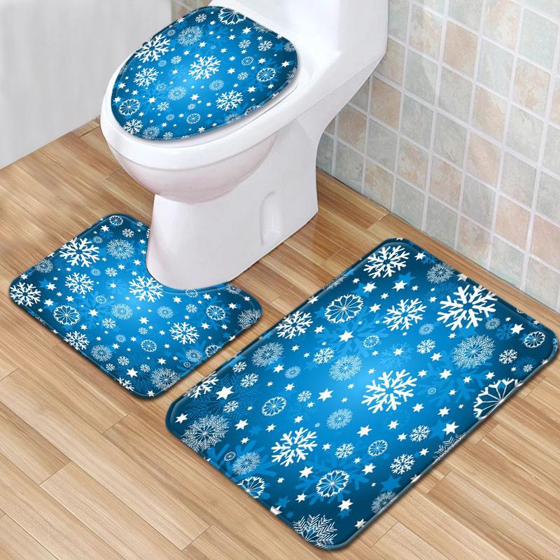 Christmas Bathroom Floor Mat Toilet Three-Piece Set