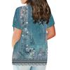 Women's Short Sleeve Shirt Button Plus Size T-Shirt Flower Printed Casual Tops