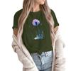 Women's Fashion Casual Printed Round Neck Short Sleeved Pullover T-Shirt Top