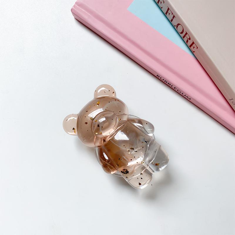 Creative Mobile Phone Airbag Bracket Epoxy Transparent Gold Foil Bear Cloud Back Paste Ring Paste Type Retractable Gradual Change