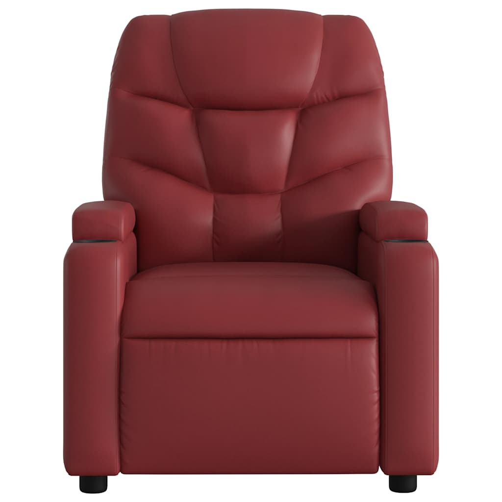 Electric Recliner Chair Burgundy Artificial Leather