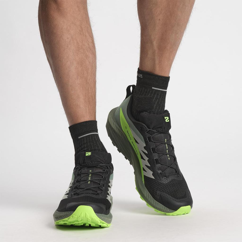 Salomon Trail Running SENSE RIDE 5 L47311100 Gecko cm Men's Black/Laurel Wreath/Green 27.5