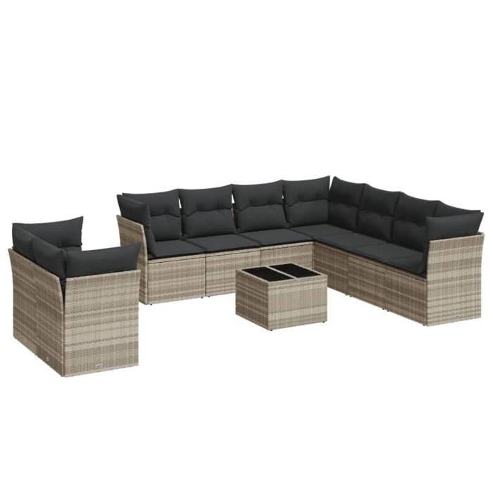 VidaXL Salon de Jardin avec Coussins 10 pcs, Canapés avec Pieds Réglables, Ensemble de Meubles d'Extérieur Patio Terrasse, 3249691