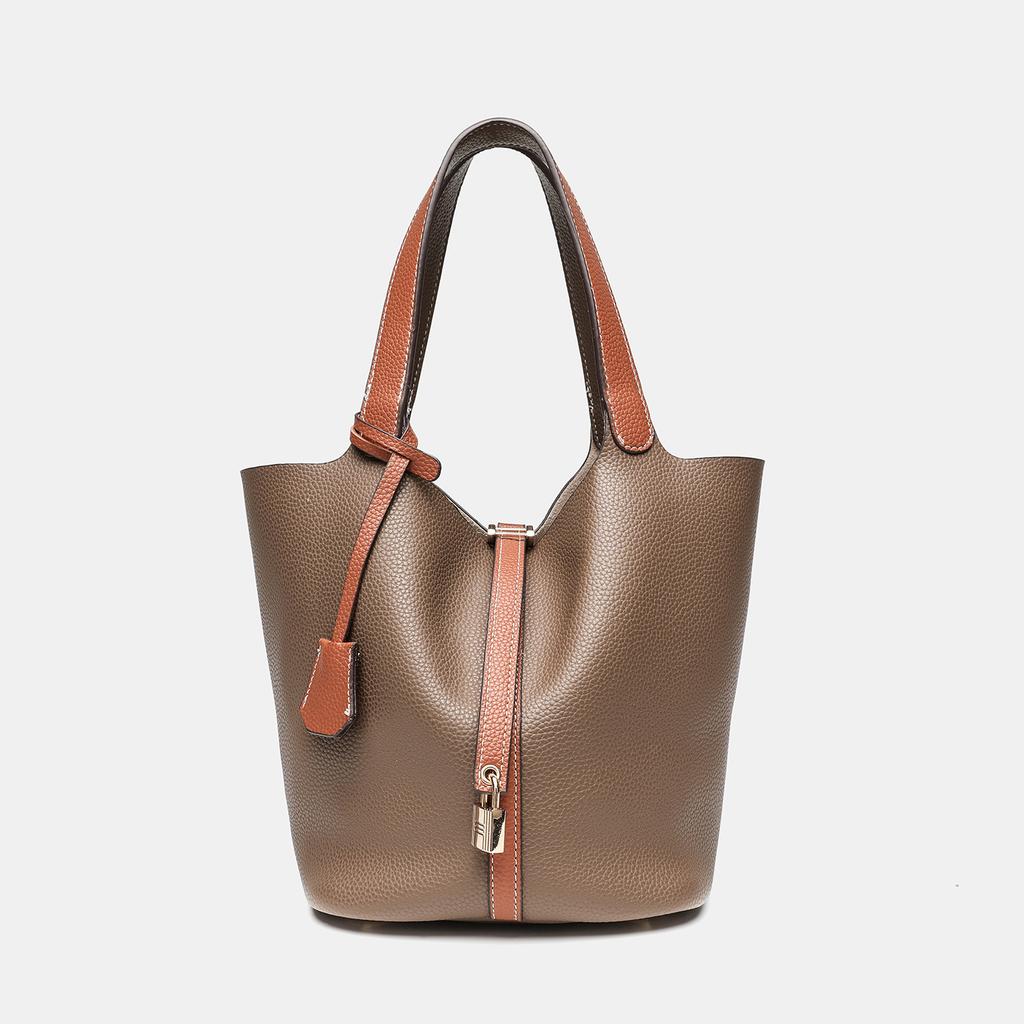 Litchi Pattern Advanced Sense Large Capacity Niche Bucket Bag Texture Vegetable Basket Bag Single Shoulder Oblique Span Bag Mother And Child Bag
