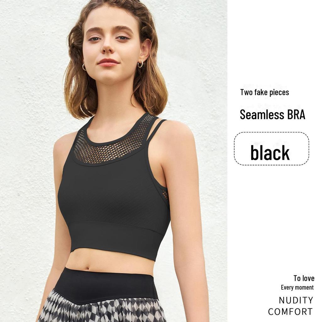 High-Impact Mesh Yoga Vest with Chest Pad