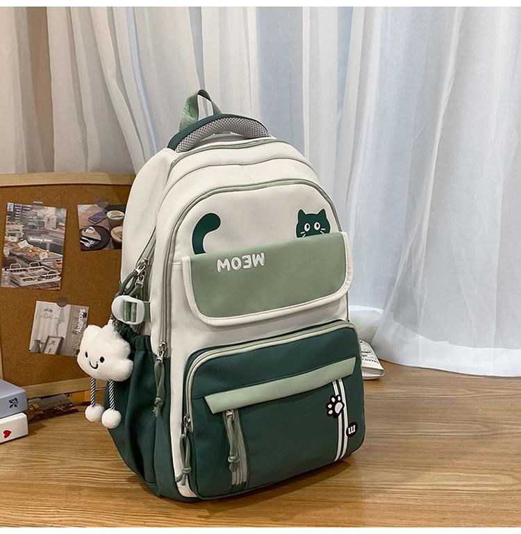 Schoolbag Korean Version Ins New High-value College-style Contrasting Color Backpack, Casual and Lightweight Large-capacity Backpack for Junior High
