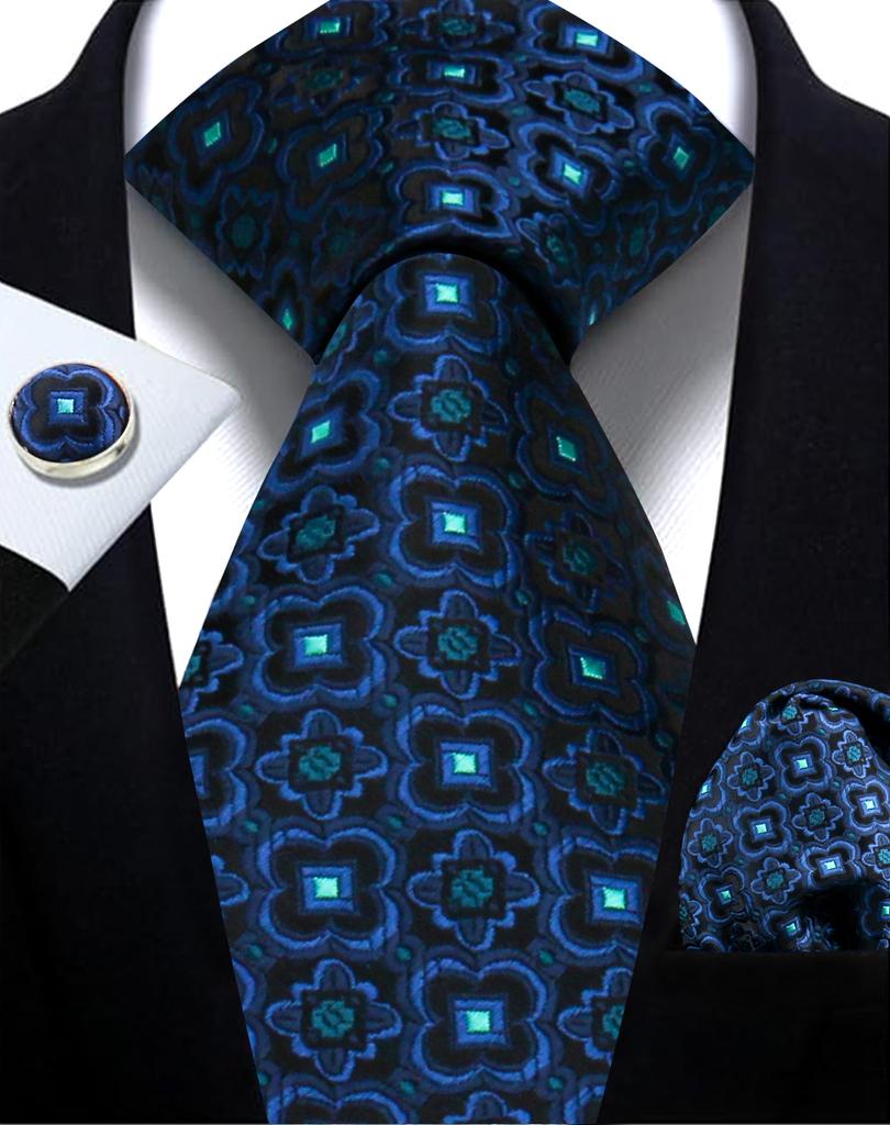Mens Tie Paisley Jacquard Woven 8Cm Formal Business Wedding Necktie Pocket Square Set Suit Cravat High Quality Handmade Gravata