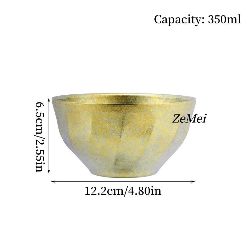 Pure Titanium Double-Wall Salad Bowl,Double-Layer Ice-Flake Cut Surface 12.5 cm Home Breakfast Bowl Food Tableware,Kitchenware
