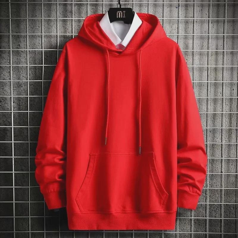 Men's Autumn Lightweight Hong Kong Style Loose Fit Hooded Sweatshirt, Large Size In 280g Combed Cotton.