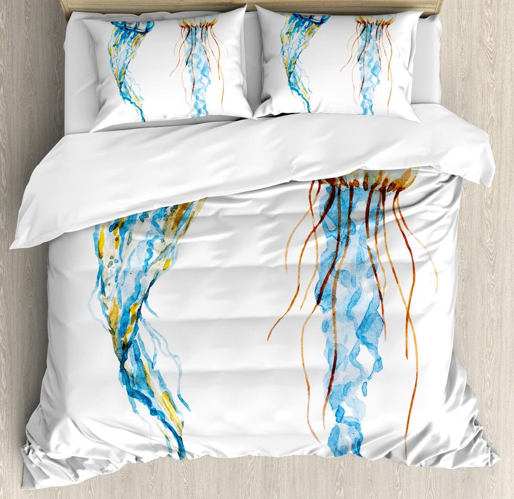 Teal Comforter Cover Set King Size Ocean Decor,Jellyfish Duvet Cover Bedding Set Ocean Bedroom Decor Quilt Cover 1 Pillowcase
