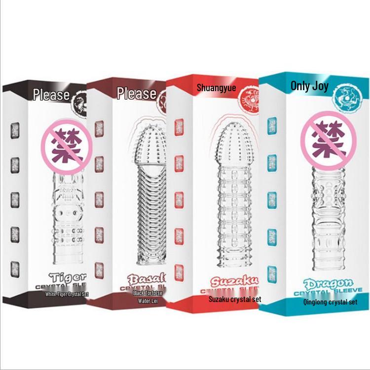 Wolf Fang Crystal Condom Set: Thickening & Enlargement Sleeve, Large Size, Reusable Phallus Sex Toy.