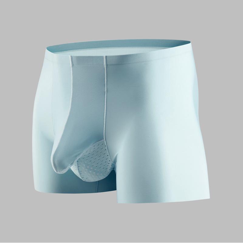Ice Silk Gun & Balls Separation Men's Seamless Mid-Waist Boxer Briefs - Breathable & Sexy