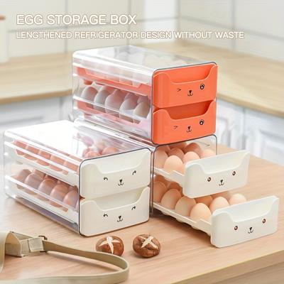 Stackable Plastic Egg Storage Box with 36/18 Compartments - Kitchen Drawer Freshness Tray with Deep Grooves for Stability