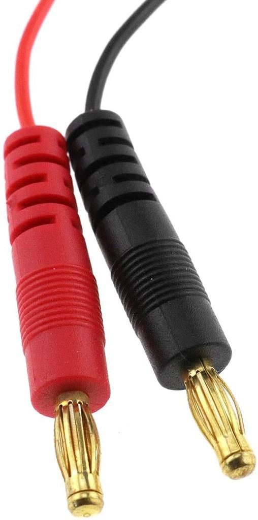 Weiches Silikon-Ladekabel 20AWG | 4,0 mm Bananenstecker Stecker auf JST-Stecker | 30 cm | Kompatibel mit Radiofly | Schwarz, Kunststoff