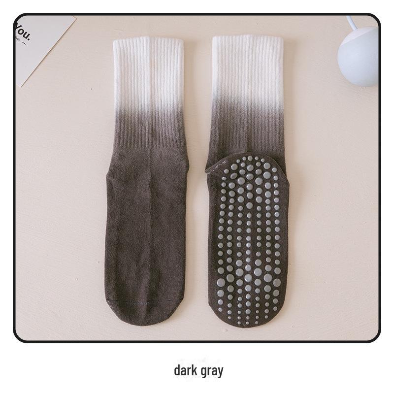

Градиентные нескользящие носки средней длины для йоги и пилатеса с узором «тай-дай» для женщин One Size темно-серого