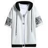 [KOTRBOY] Men's Short-Sleeve Zip-Up Hoodie, Front Opening, Hooded T-Shirt, Summer Wear, Outerwear, Breathable, Cool, Stylish, Casual, Street Style, Pl