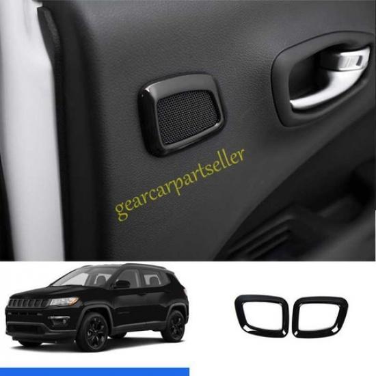 For Jeep Compass 17-2021 Glossy Black Rear Inner Door Speaker Sound Cover Trim