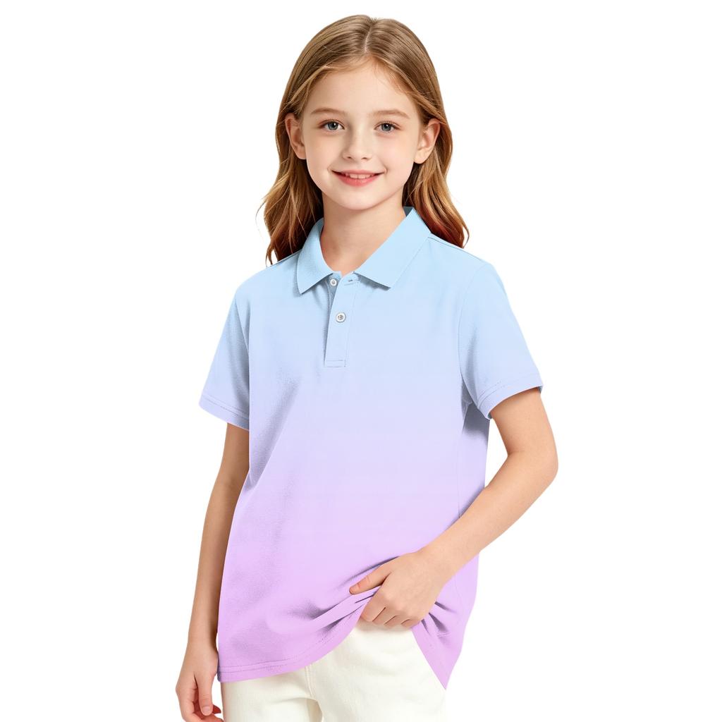 Girls' School Uniform Polka Dot T-Shirt - Versatile Casual Formal Top for Back to School Everyday Wear