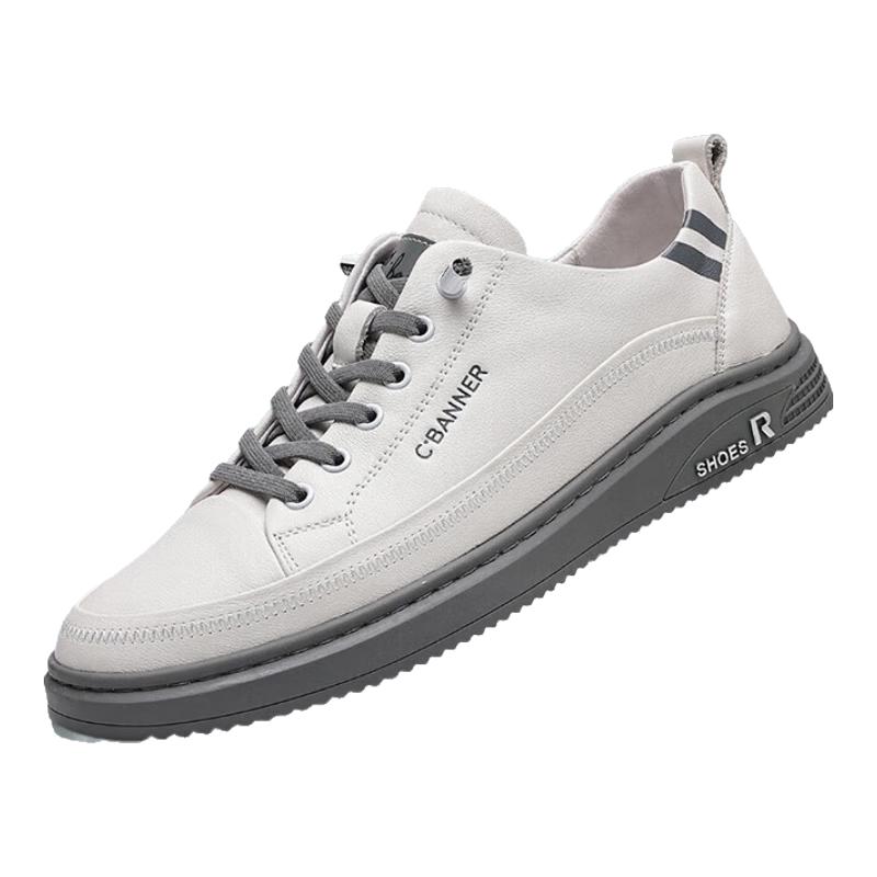 Qianbaidu Men s Retro Low-Top Leather Casual Sneakers 6